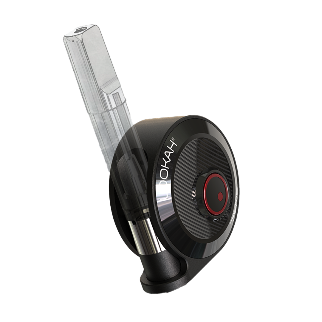 LOOKAH Snail 2.0 510-thread battery in Black, featuring a unique curved "snail" design for a comfortable palm grip and cartridge protection.