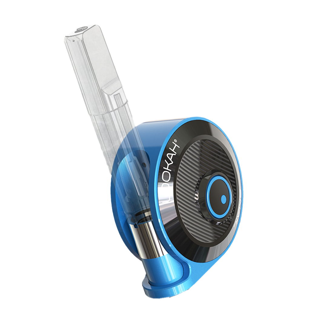 LOOKAH Snail 2.0 portable vape battery in Cyan Blue, showcasing the compact 44mm frame and universal 510-thread connection.