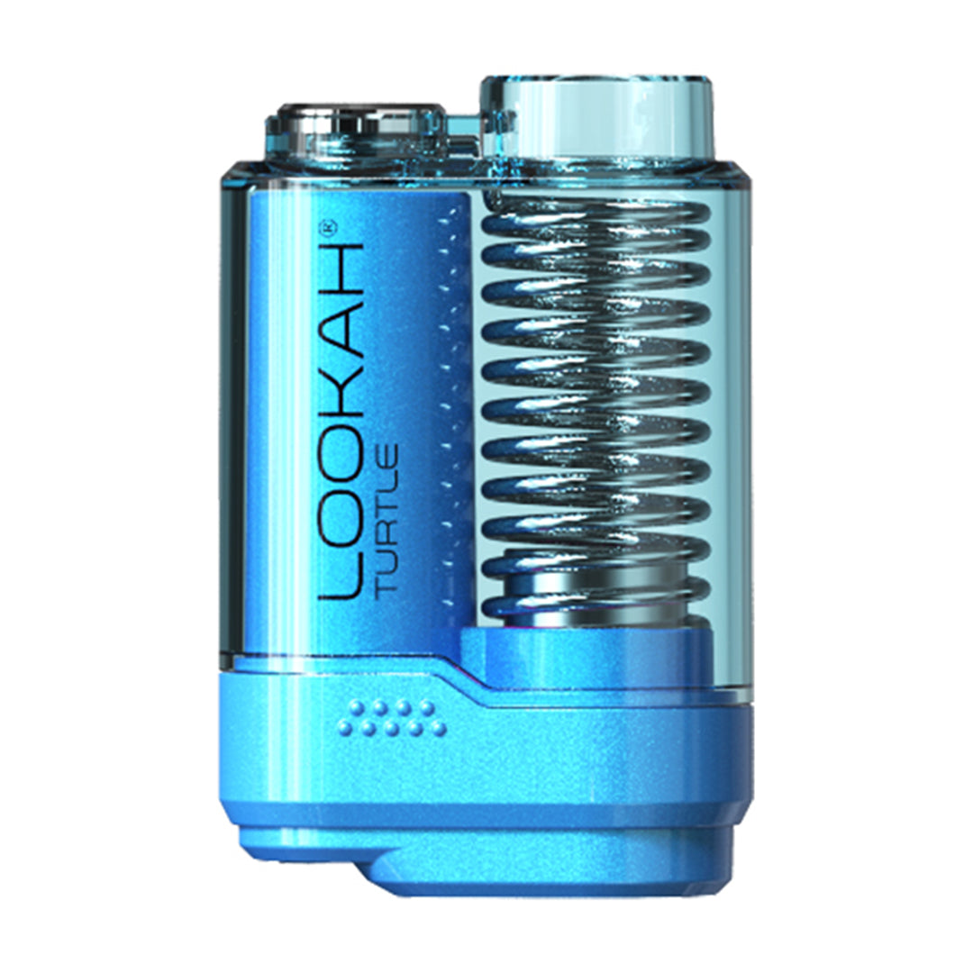 LOOKAH Turtle Vaporizer in Blue, highlighting the vibrant metallic finish and the ergonomic, pocket-friendly shape of this discreet 510 battery.