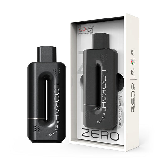 LOOKAH Zero 510 Battery in Black, shown next to its official retail packaging to highlight the slim "pencil" design and premium unboxing experience.
