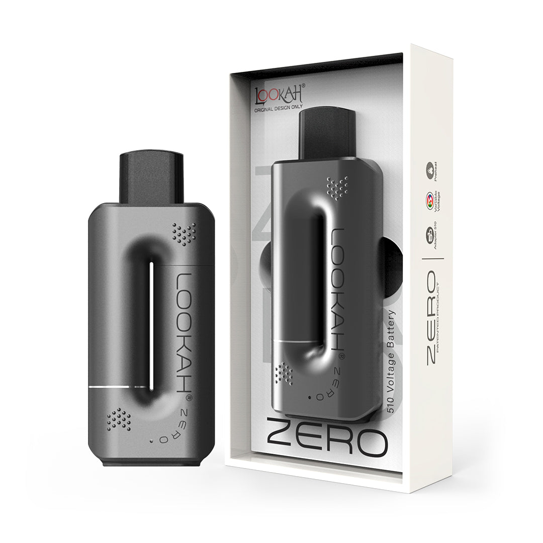 LOOKAH Zero in Space Grey, shown with its professional retail packaging, highlighting the sophisticated matte finish and the "invisible" cartridge battery concept.