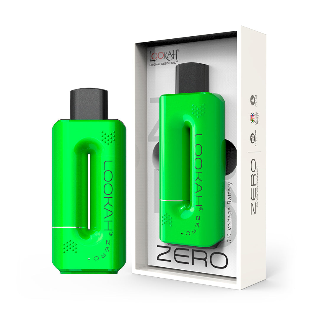 LOOKAH Zero in Neon Green, featuring the device and its matching retail box, emphasizing the sleek magnetic shell and modern aesthetic.