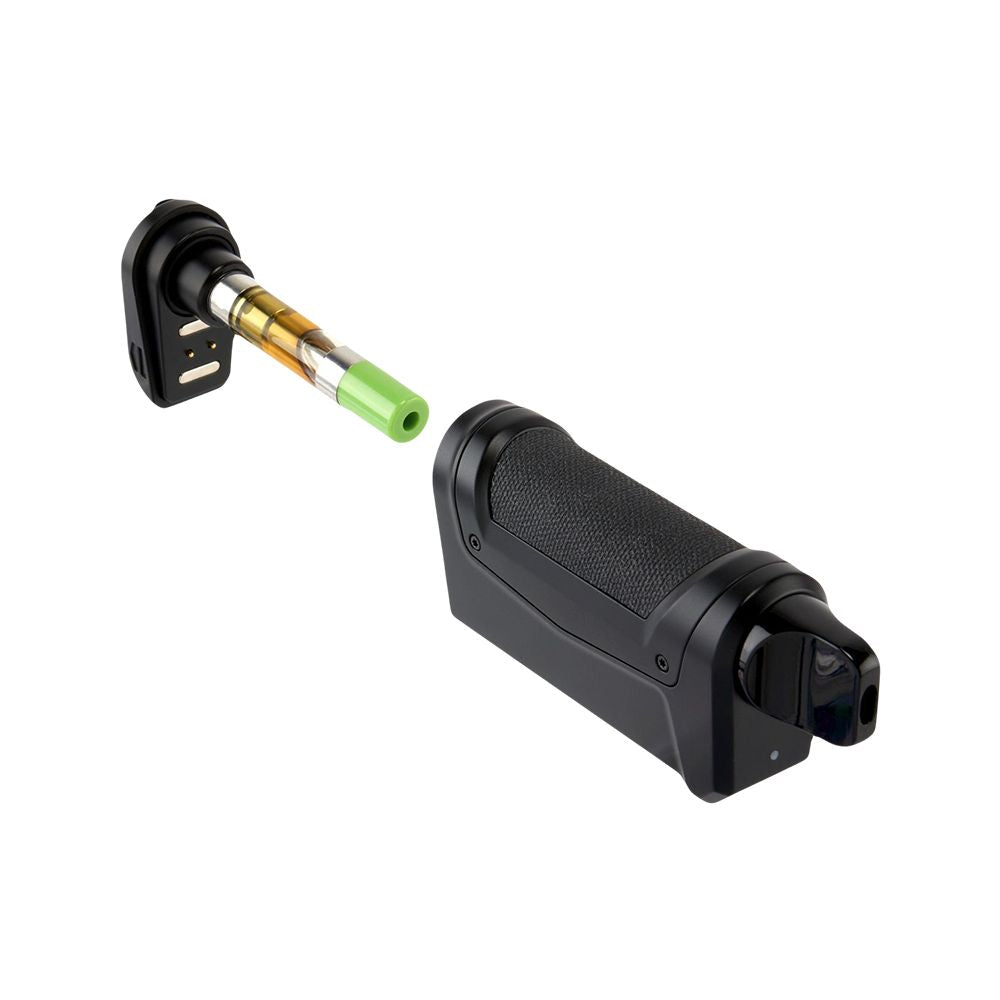 Ooze Duplex 2 shown with a standard 510-thread cartridge installed via the magnetic adapter, illustrating the discreet concealed-cart design.