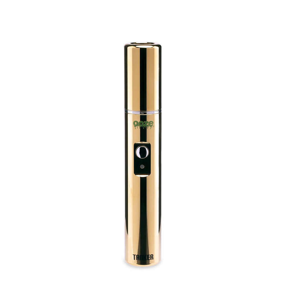 The Ooze Tanker 510 Battery in a rich Lucky Gold finish. This image showcases the deep gold metallic sheen and the standard interface, including the tactile button and brand logos, positioning it as a premium, heavy-duty battery option.