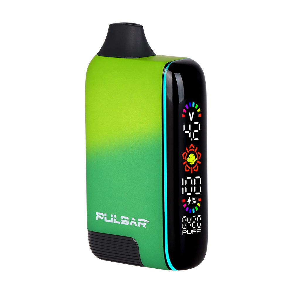 Pulsar 510 DL 5.0 Thermo in Acid Splash, highlighting the half-transition between forest green and neon green yellow, with the digital interface lit.