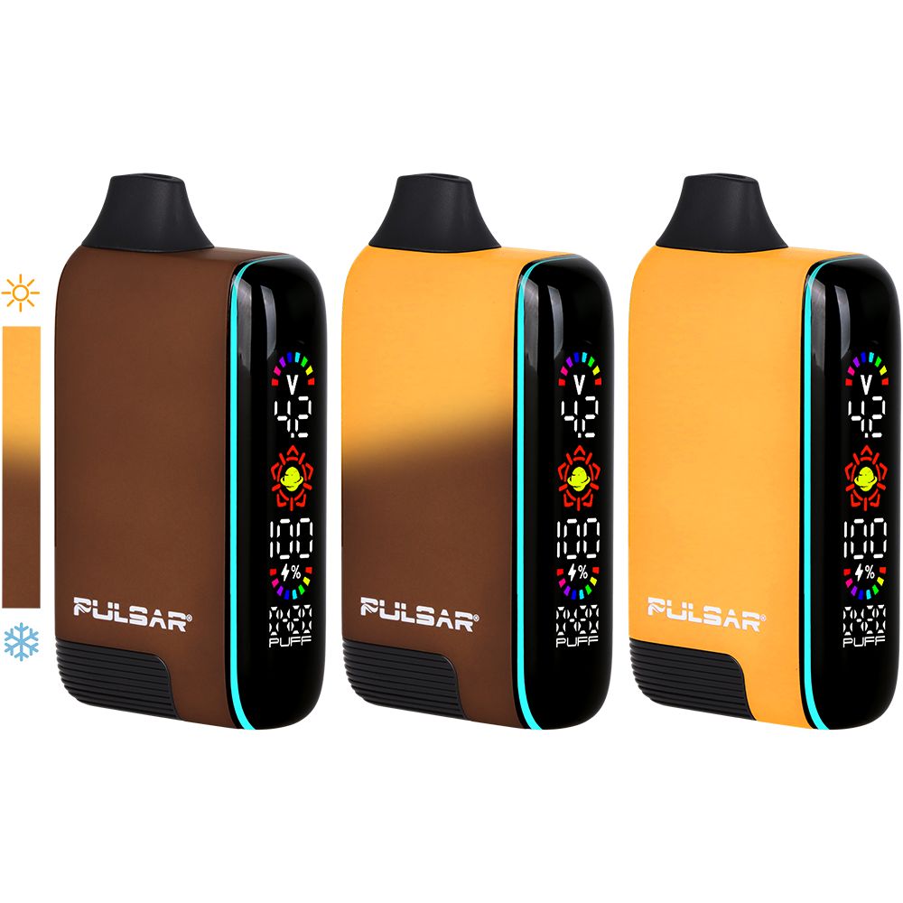 Pulsar 510 DL 5.0 Thermo in Earthstorm, capturing the gradual thermal change from a sophisticated cold matte Brown to a striking, heated Neon Orange/Yellow state.