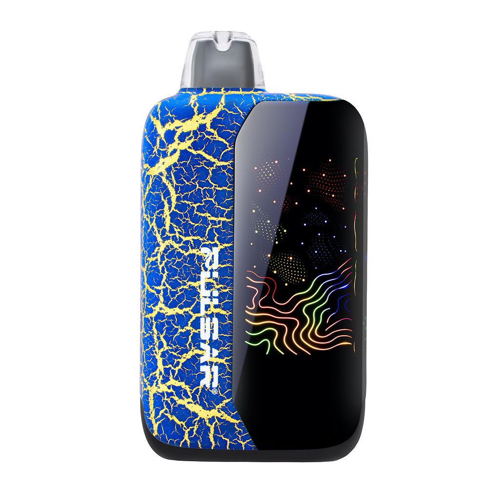 Pulsar 510 DL 6.0 1000mAh Vape Bar in Blue Crackle finish with an active LCD screen showing 510 thread connection status.