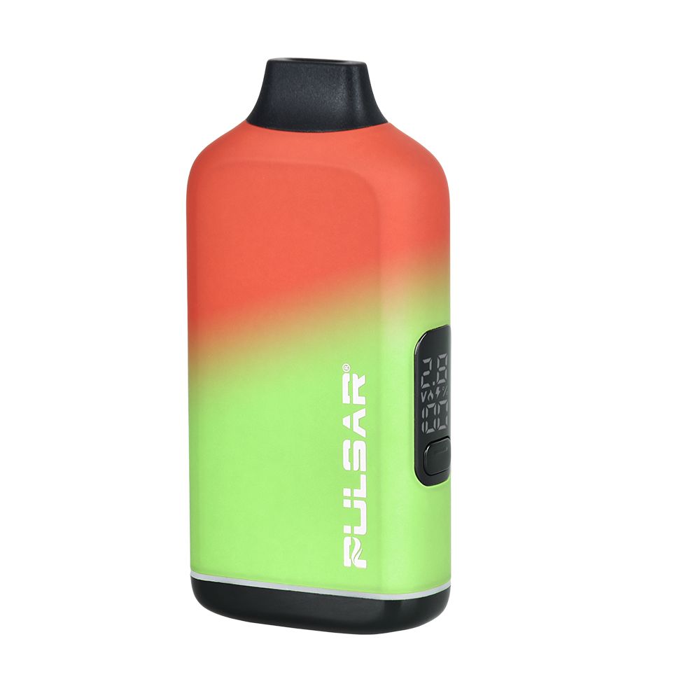Pulsar 510 DL Centro Thermal in 'Forbidden Fruit' showing the thermochromic gradient effect as it shifts from red to yellow when warmed by touch.