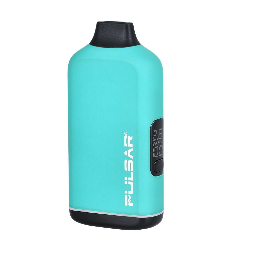 The Siren’s Snare edition of the Pulsar 510 DL Centro Thermal 510 thread battery in its natural teal state with a clear digital LED display and matte finish.