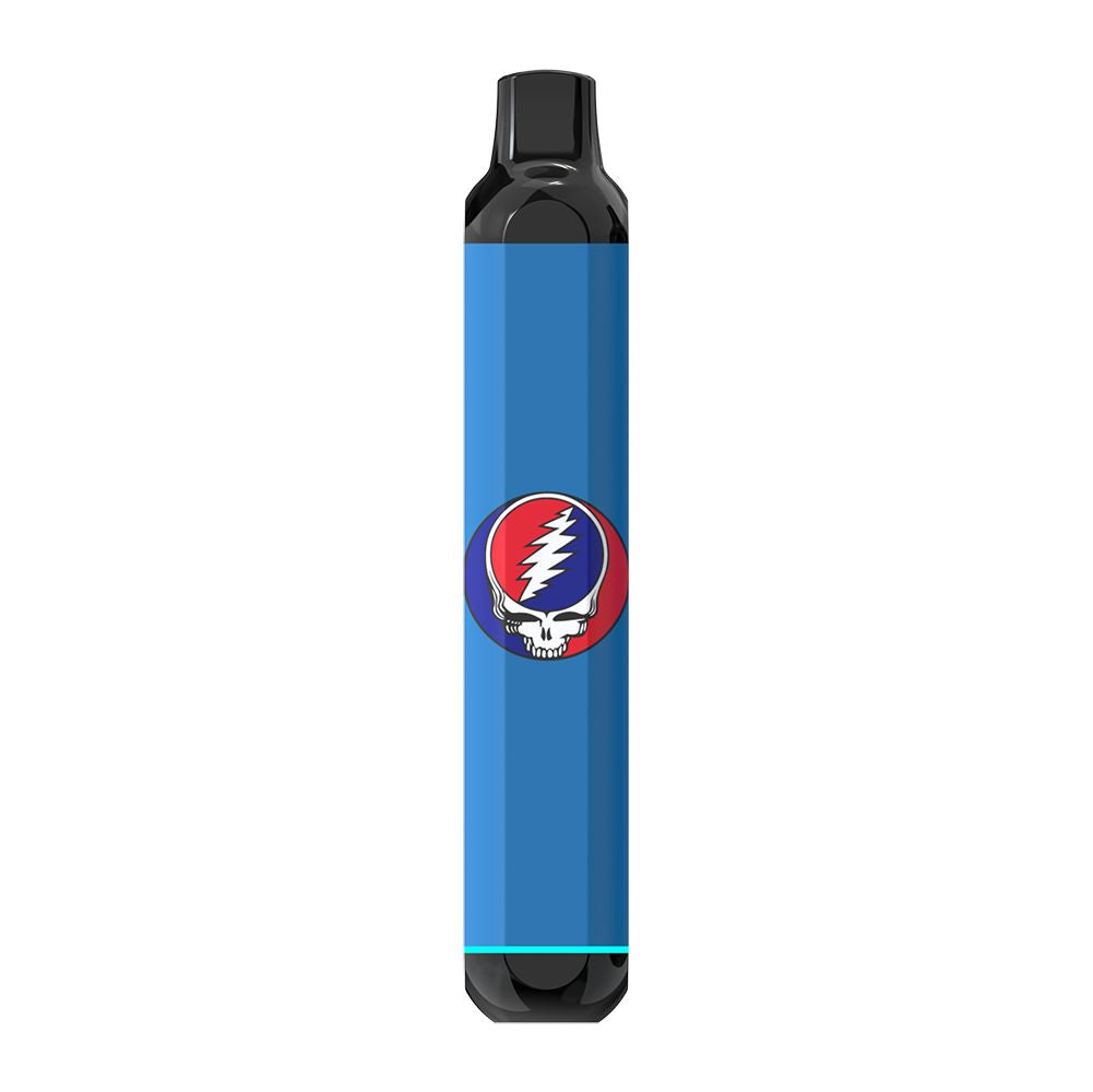 Front view of the Pulsar 510 DL Grateful Dead Edition in Steal Your Face, featuring the classic red, white, and blue lightning bolt skull logo on a sleek white vape body.