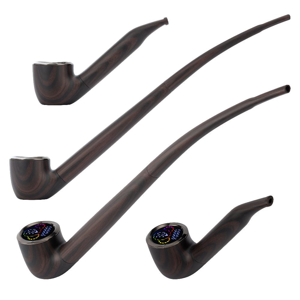 Pulsar 510 DL Wizard Pipe in Ensorcelled Ebony, featuring four units in a sleek, dark wood-grain finish, demonstrating the versatile aesthetic of the interchangeable stems.