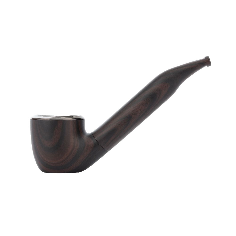 Side profile of the Pulsar 510 DL Wizard Pipe in Ensorcelled Ebony with the short stem, emphasizing the dark, sophisticated finish and the discreet charging port placement.