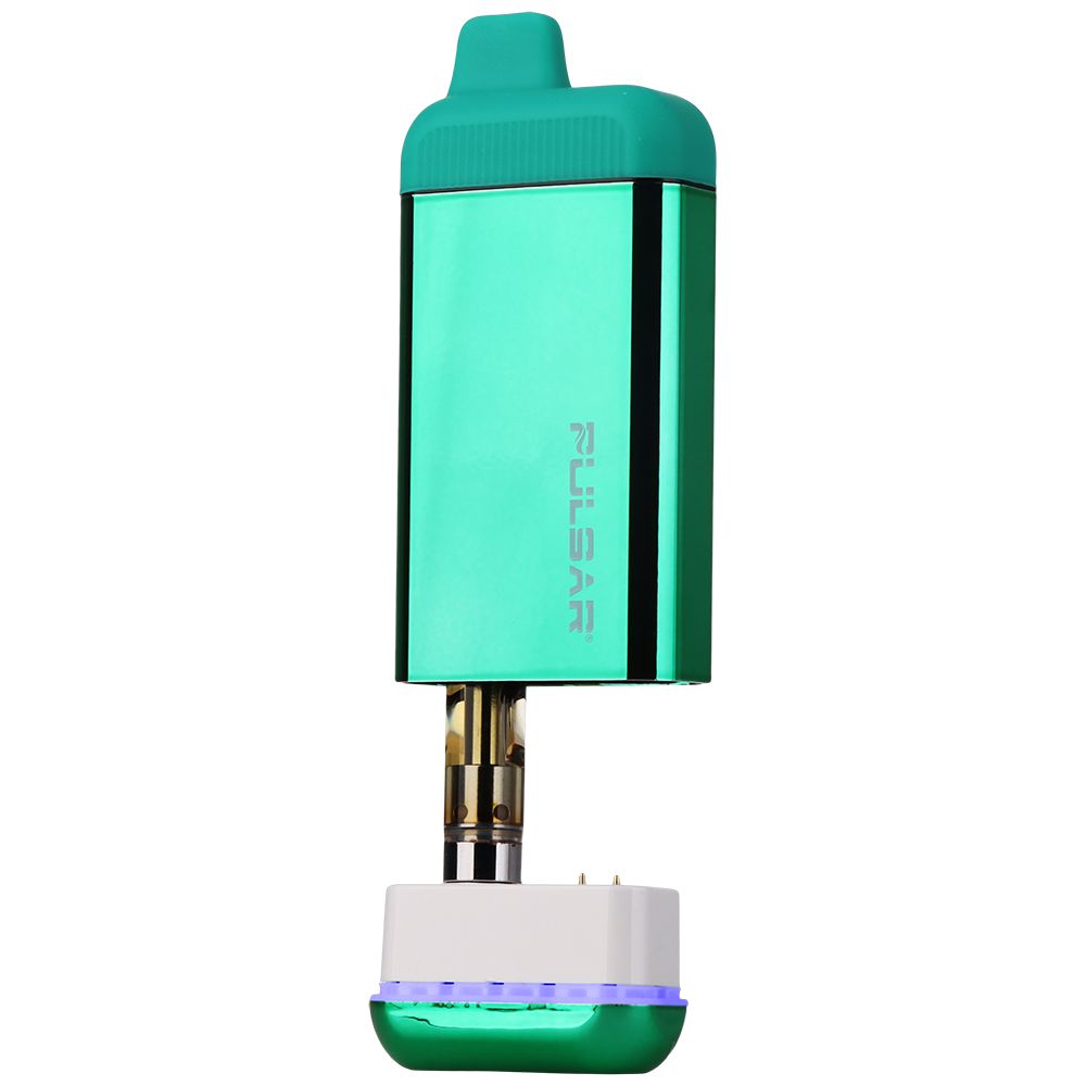 Pulsar 510 Jetpack 2.0 in Synthesis opened to reveal the internal 510-thread connection and a standard oil cartridge tucked safely inside the protective shell.