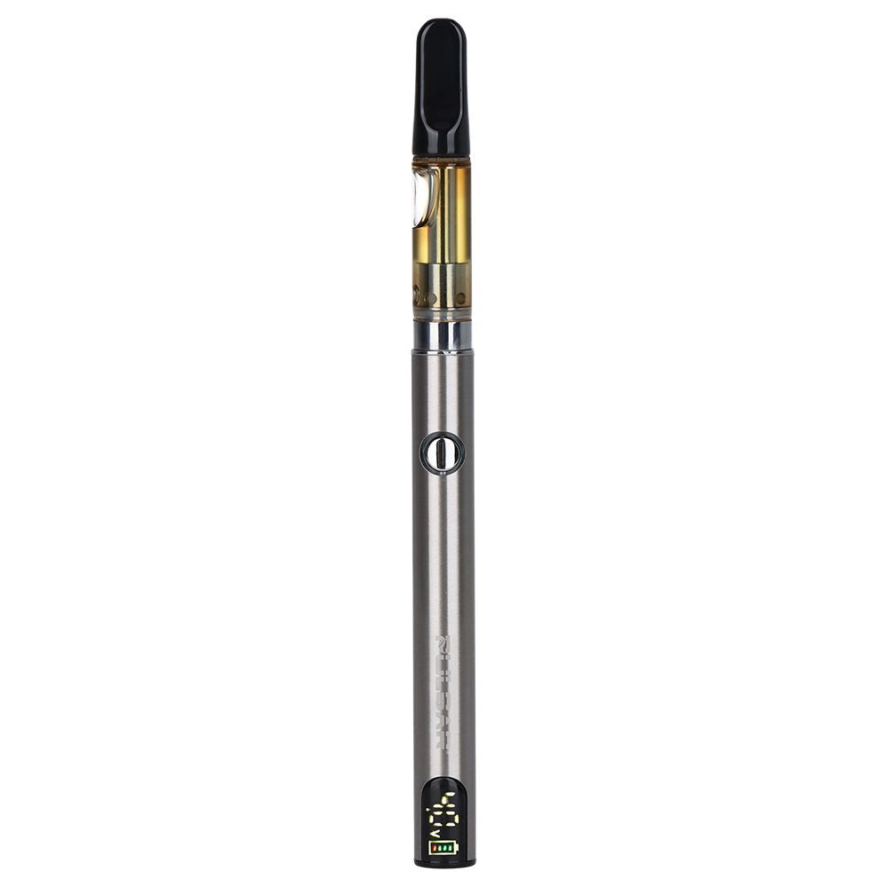 Pulsar Digital Display Slim 510 Battery in Silver, highlighting the clean metallic aesthetic and the precision variable voltage readout on the slim battery body.
