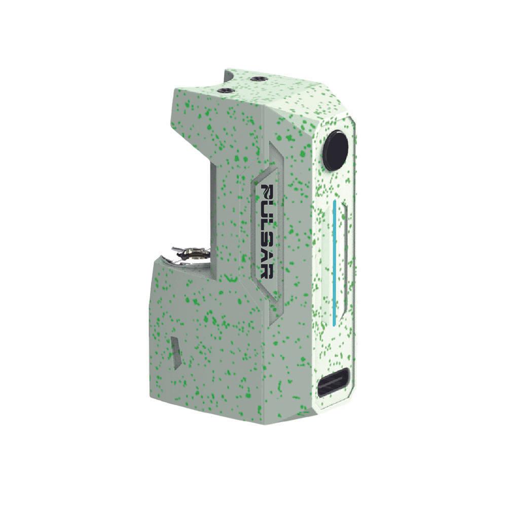 A crisp, front-facing studio shot of the Pulsar GiGi H2O vape battery in the Glow-in-the-Dark colorway. The device features a unique, semi-translucent milky white body finish designed to illuminate in the dark, shown empty and configured for stealth on-the-go pocket use.