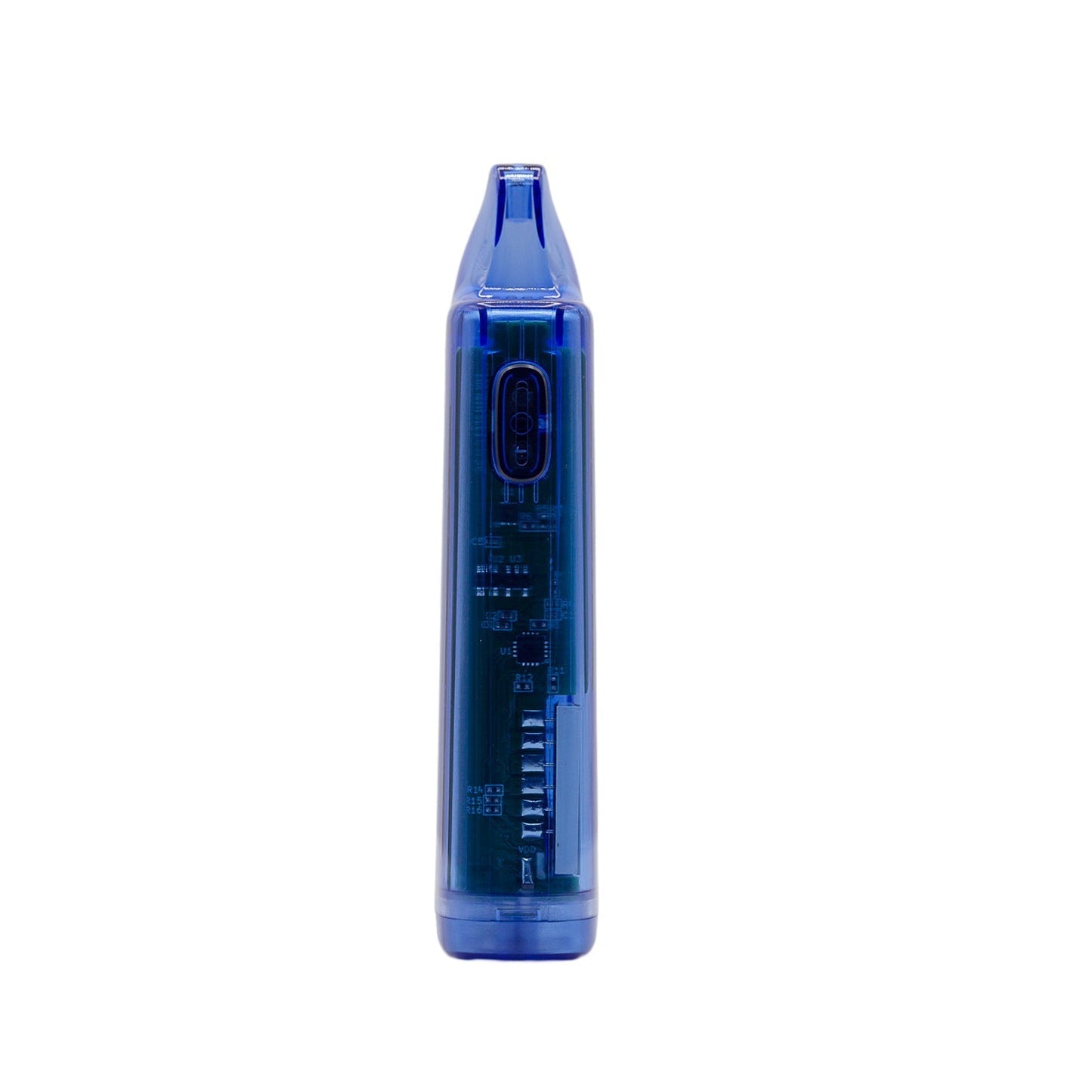Side profile of the G Pen Hydout Blue Translucent showing the slim width and button of the 510 conceal battery.