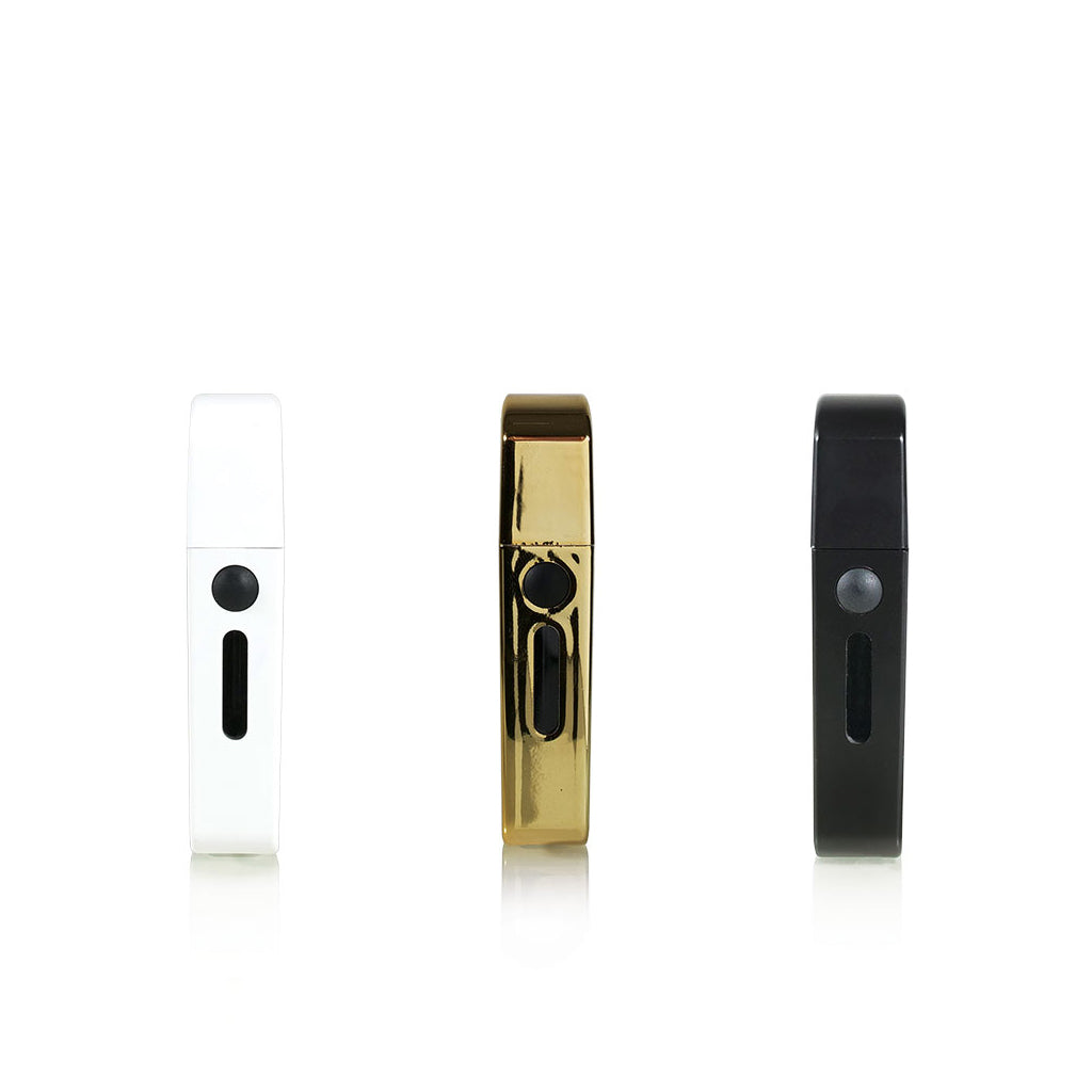 Side-by-side view of White, Black, and Gold RYOT VERB 710 units, demonstrating the slim, pocket-friendly trapezoid shape.