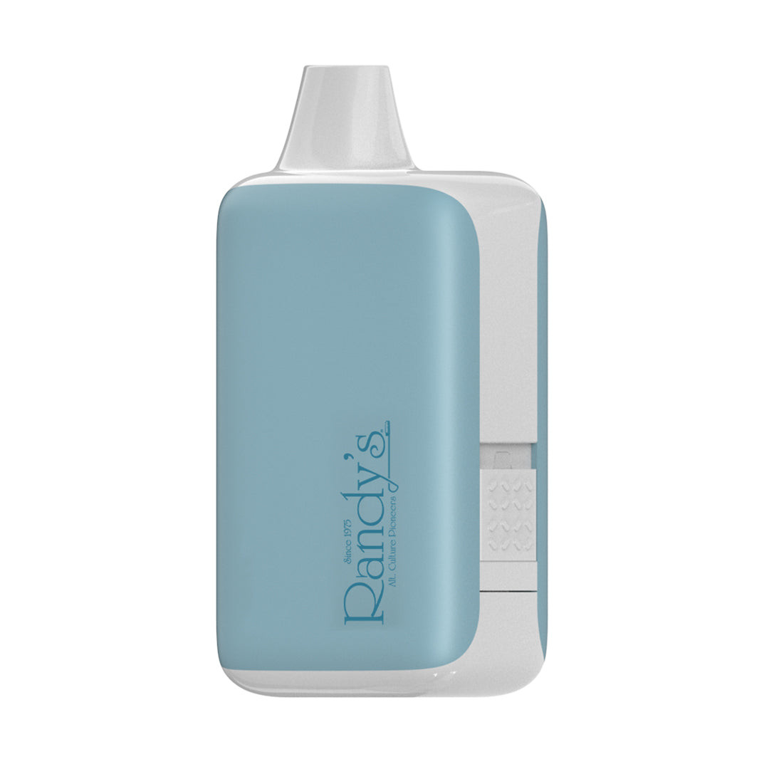 Randy's Inspo XL 510-thread vaporizer in Blue, featuring a 650mAh battery, USB-C charging port, and a design that looks like a standard disposable vape for maximum privacy.