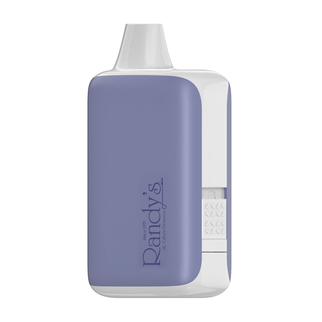 Randy's Inspo XL portable vape battery in Purple, showing the sleek, ergonomic "Vape Bar" shape and internal 510-thread connection for 2g and 3g cartridges.
