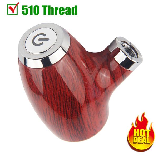 Retro wood grain 510 thread pipe battery with a classic Sherlock-style design and silver power button for oil cartridges.