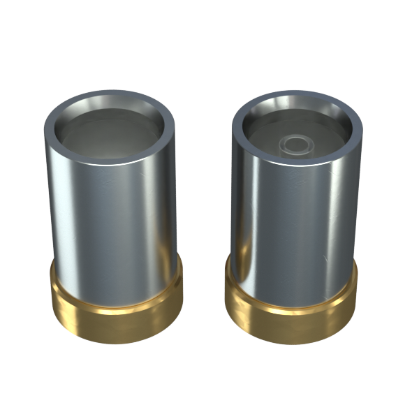 A crisp, close-up studio product shot displaying the two interchangeable Stündenglass Modül heating tanks. On the left is the dry material tank featuring a high-grade heating chamber, and on the right is the full-quartz concentrate tank, showcasing the premium materials engineered for clean flavor extraction and rapid heat-up times.