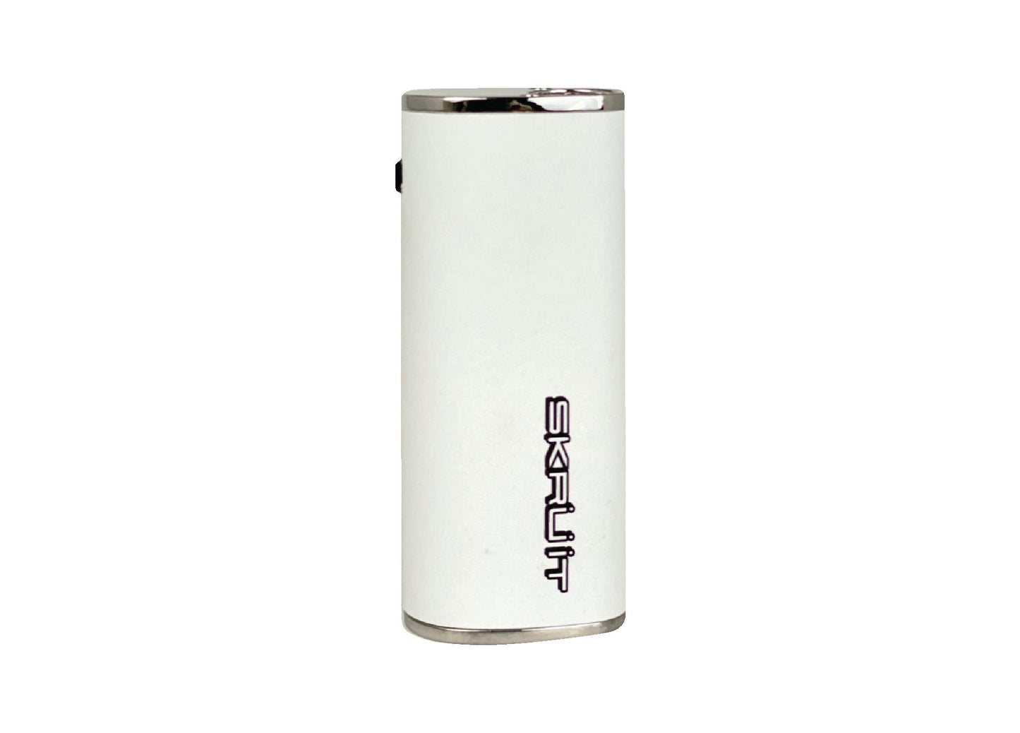 The Stache Skruit in White, front view. The crisp finish highlights the device's modern aesthetic and its durable, high-quality construction.