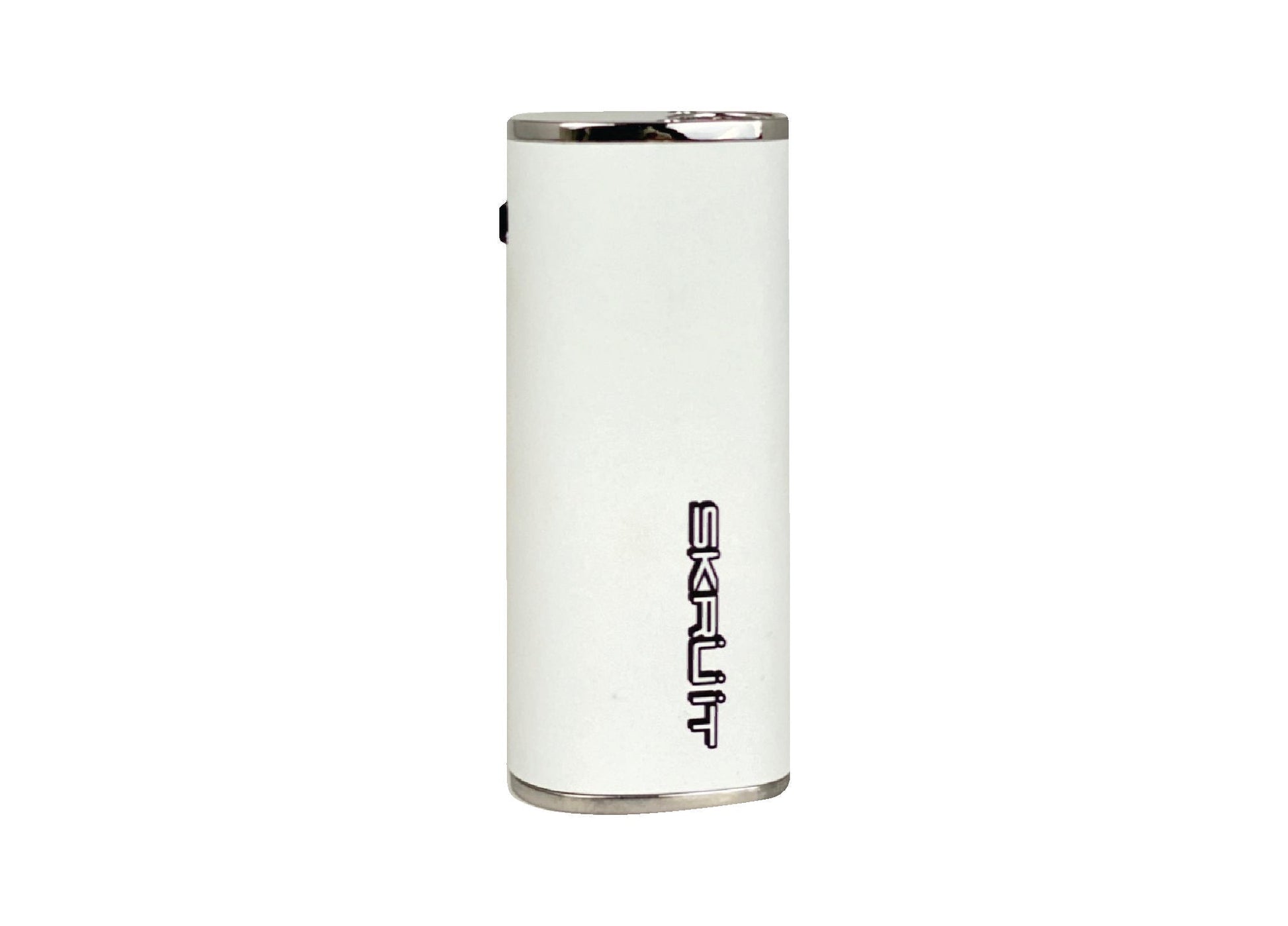 The Stache Skruit in White, front view. The crisp finish highlights the device's modern aesthetic and its durable, high-quality construction.