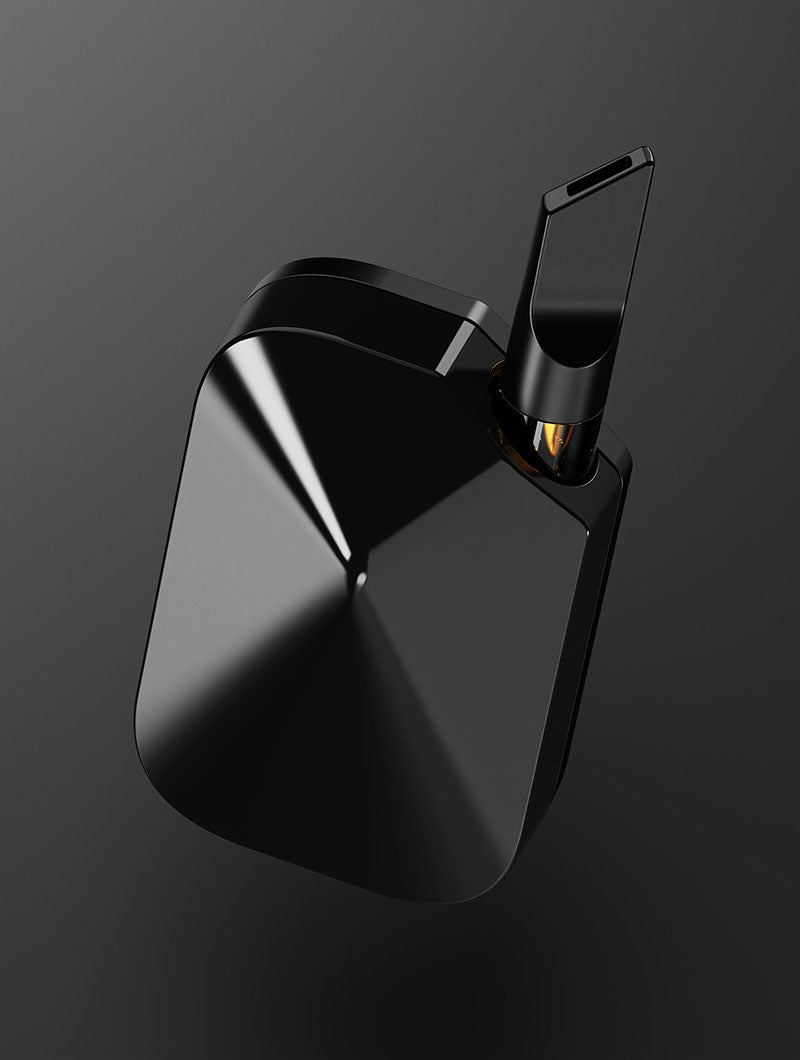 Angled rear perspective of the Obsidian Compass Rise, showcasing the USB-C charging port and the high-quality industrial finish of the all-metal body.