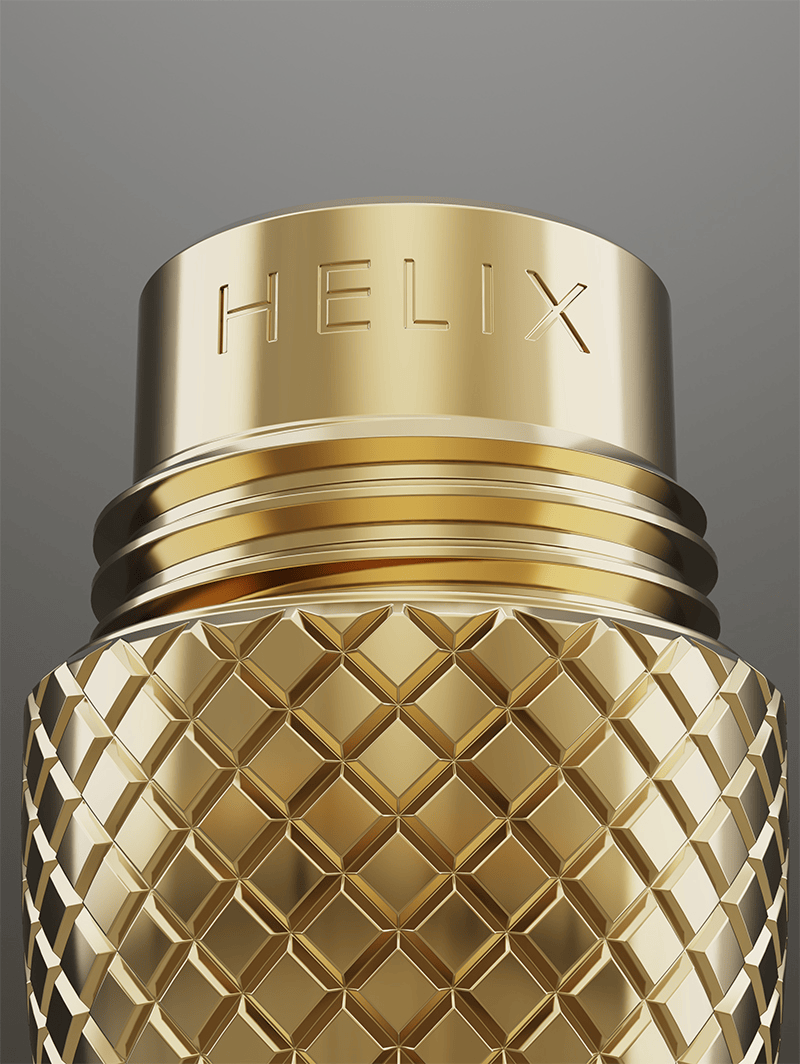 A macro close-up of the Vessel Helix Bowl in the Stone finish. This image highlights the clean, threaded connection and the laser-engraved Vessel logo on the side of the bowl, emphasizing the brand's attention to detail and authentic design.