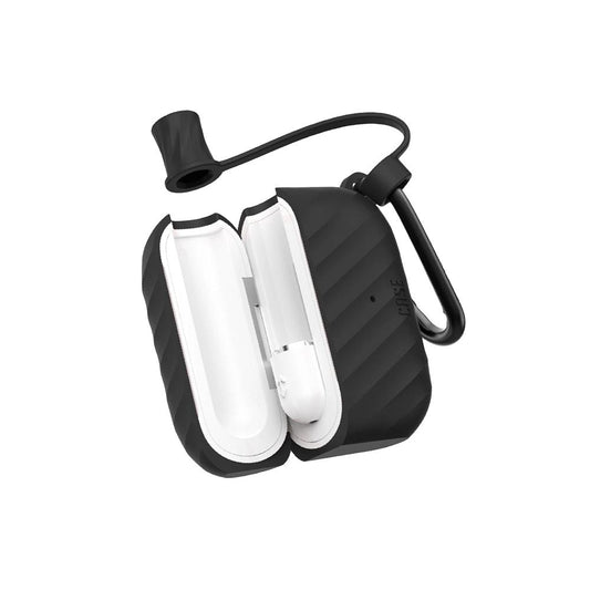 Yocan Black Case 510 battery in a novelty AirPod Pro style, shown open with the protective internal rubber cartridge cover secured over a 510-thread port.