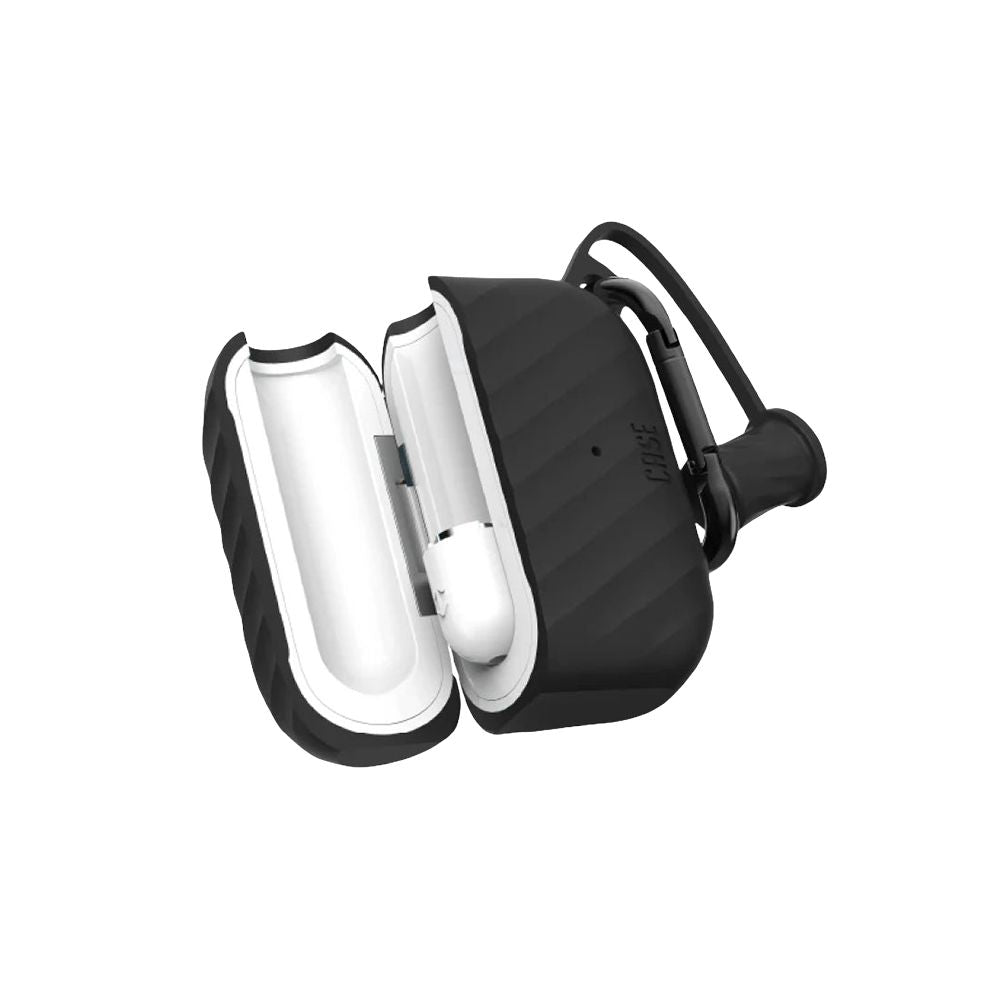 Yocan Black Case vape battery with the silicone cartridge cover folded back, revealing the universal 510-thread connection and the compact 450mAh internal housing.