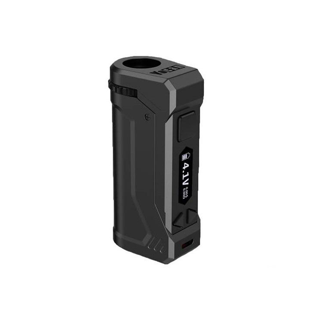 Yocan UNI Pro in Black, featuring the patented universal height and diameter adjustment dials for a secure fit with any 510-thread cartridge.