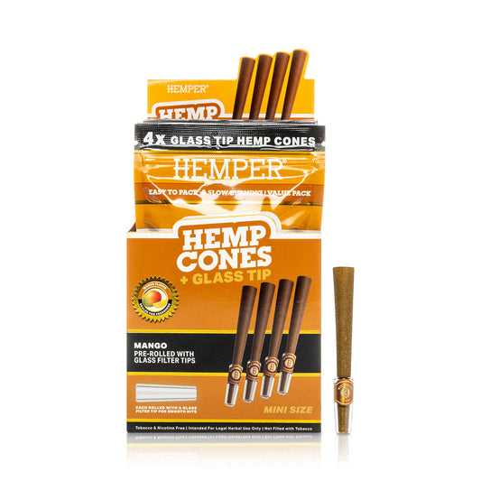 Pre-Rolled Mini Size Glass Tipped Hemp Cones | 4PK Multiple Flavors Available