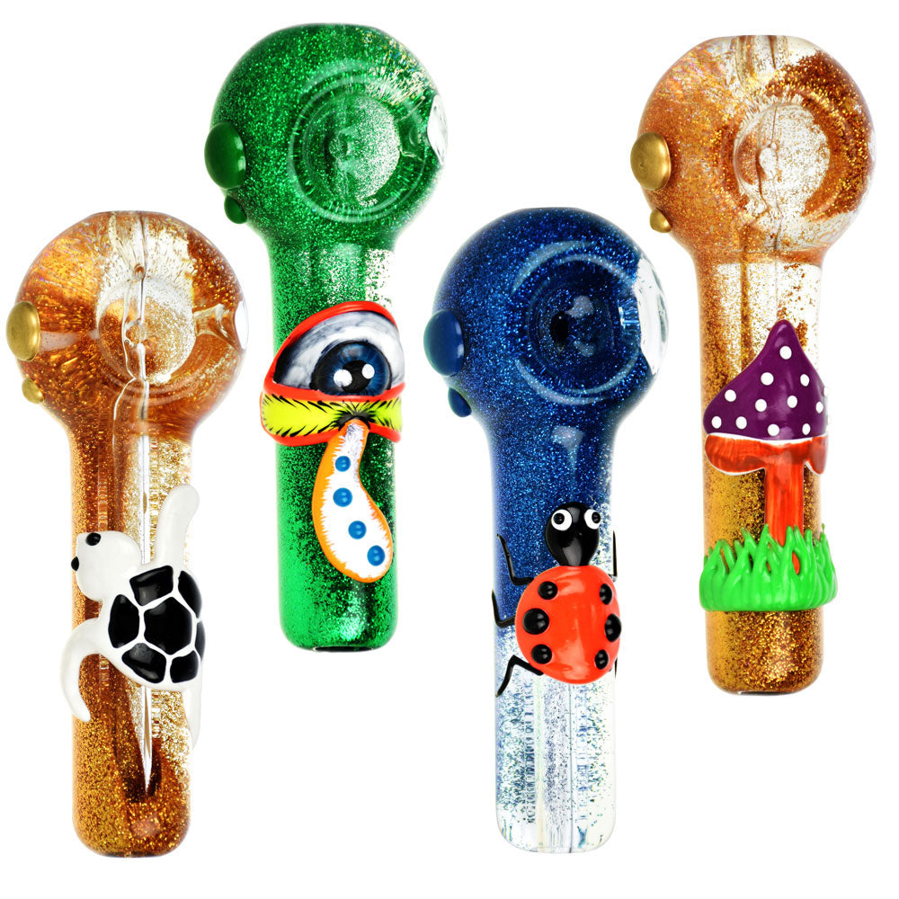 Freezable Glycerin Glitter Glow In The Dark Spoon Pipe- 5" / Styles Vary