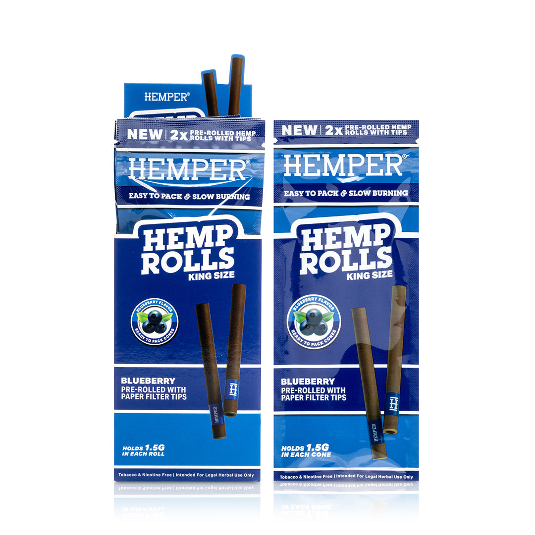 Pre-Rolled King Size Paper Tip Hemp Rolls | 2PK Display Multiple Flavors Available