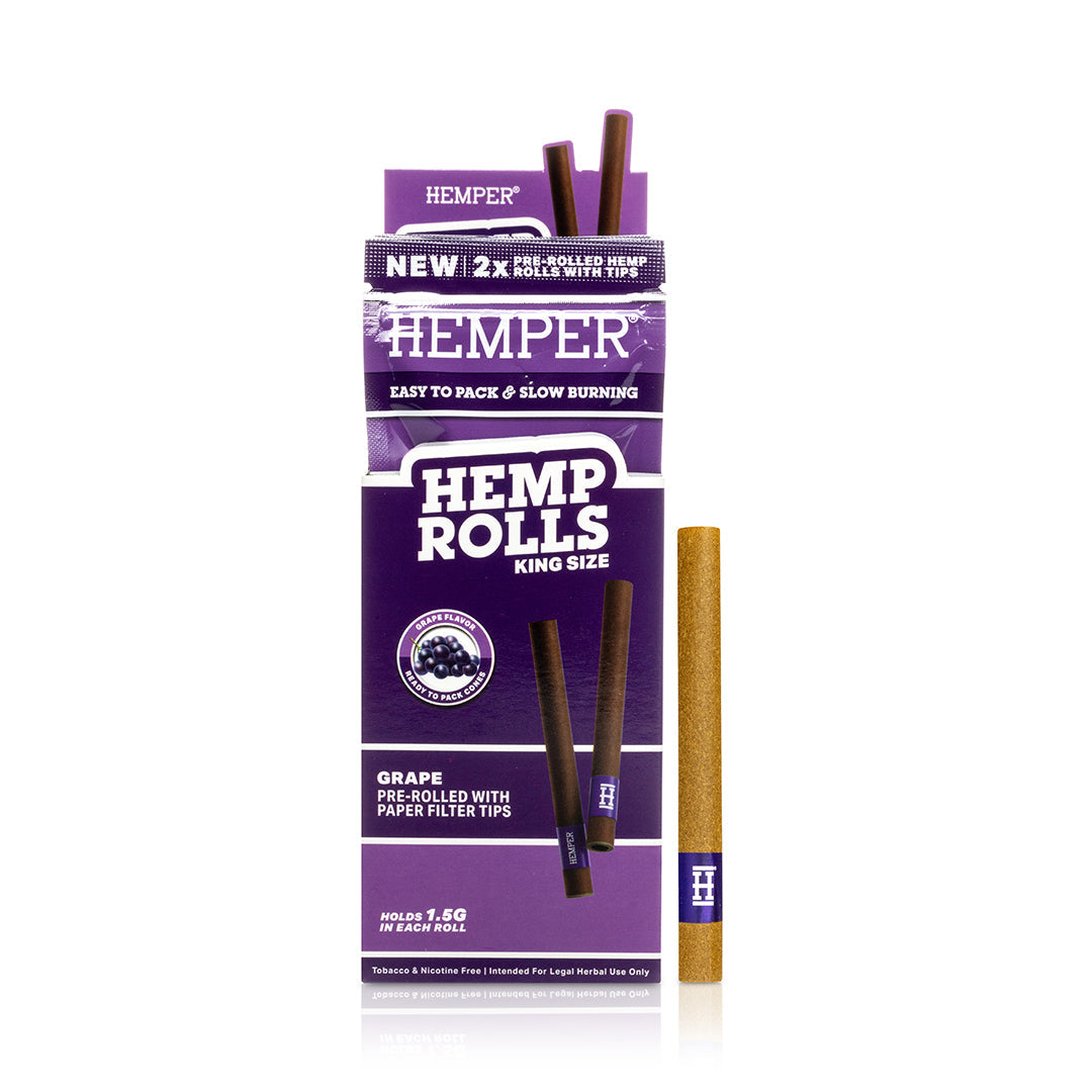 Pre-Rolled King Size  Paper Tip Hemp Rolls | 2PK Multiple Flavors Available