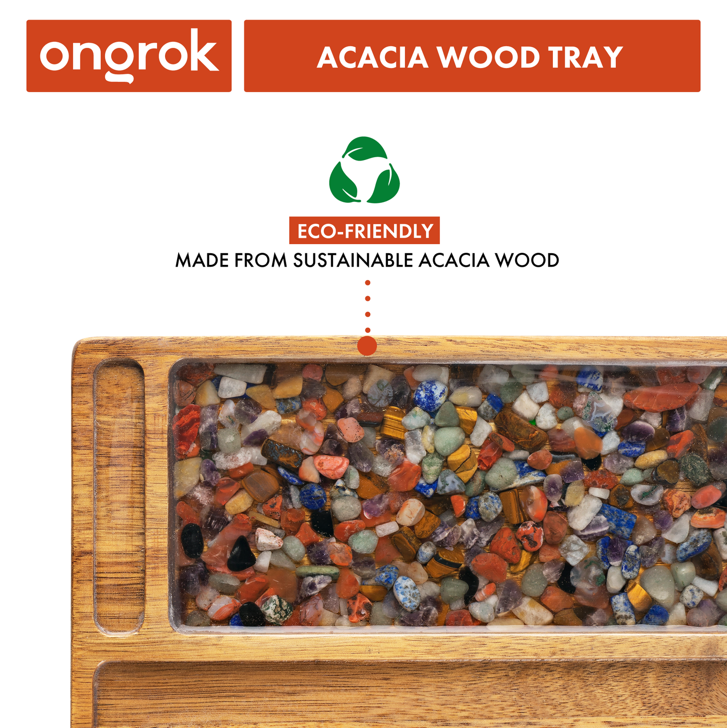 Ongrok Premium Natural Acacia Wood Tray | 9.5" x 9.5" 3 Different Styles