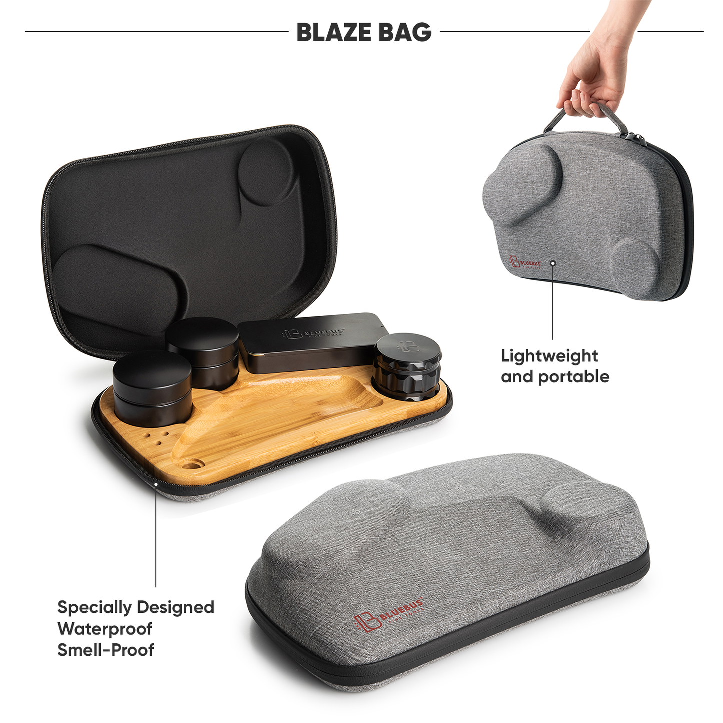 BLAZE Wooden Stash Rolling Tray Bundle With or Without Light