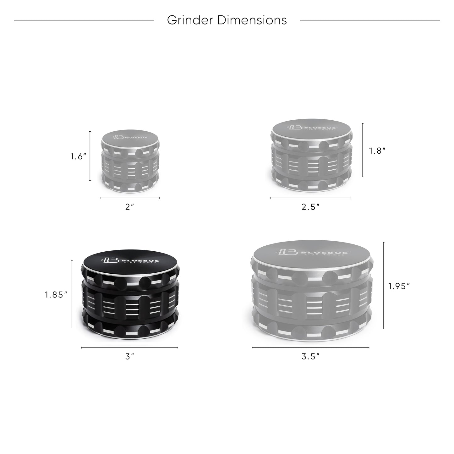 GA Aluminum Grinder 4 Sizes & 6 Color Options