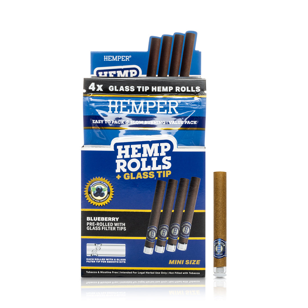 Pre-Rolled Mini Size Glass Tipped Hemp Rolls | 4PK Multiple Flavors Available