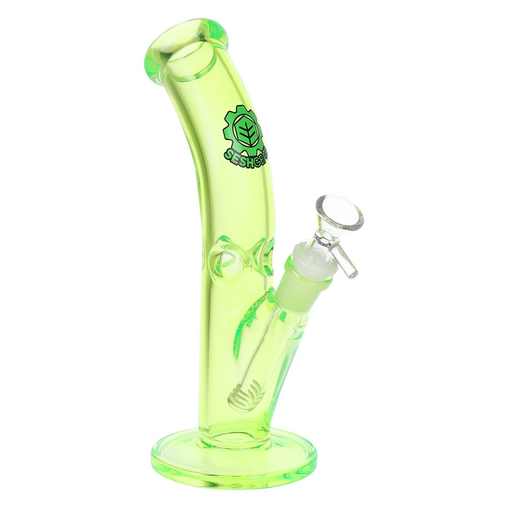 SeshGear Lean Back Bent Tube Colored Glass Water Pipe | 9" | 14mm F