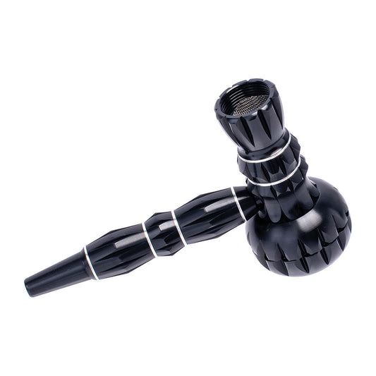 ALUMINUM RIBBED SMOKING PIPE WITH GRINDER MULTIPLE COLORS