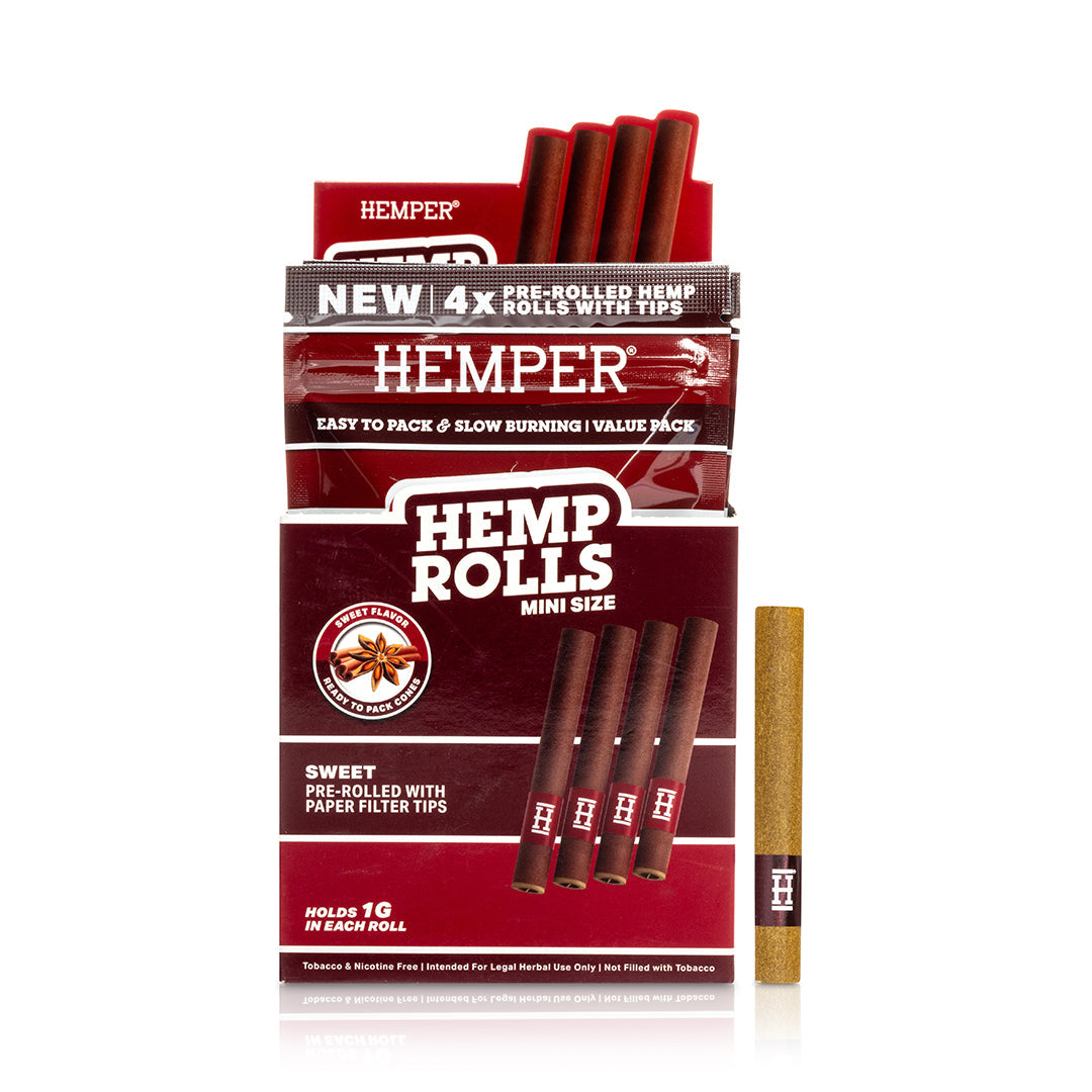 Pre-Rolled Mini Size Paper Tip Hemp Rolls | 4PK Multiple Flavors Available