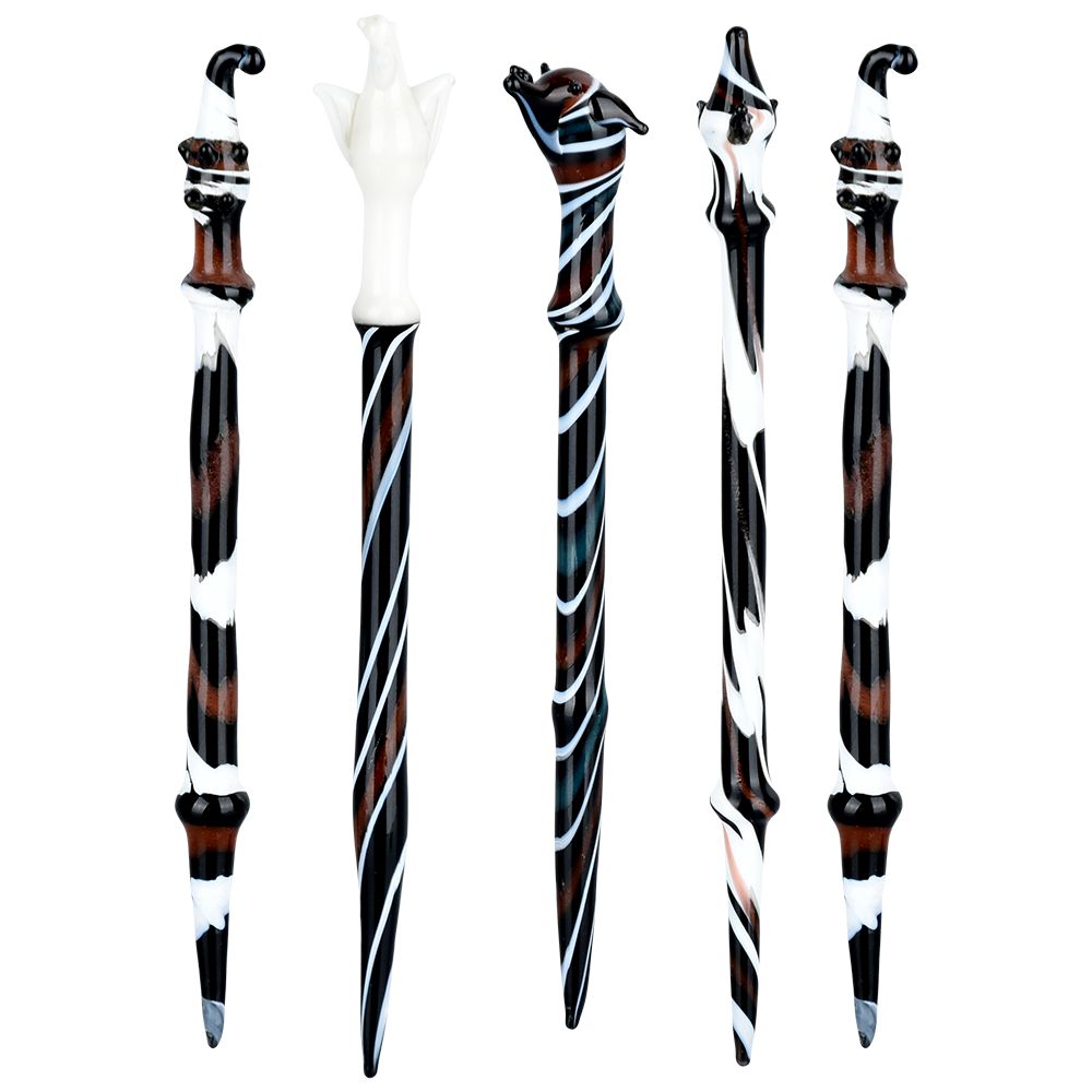 Striped Animal Head Glass Dab Tool 5.25" / 10CT