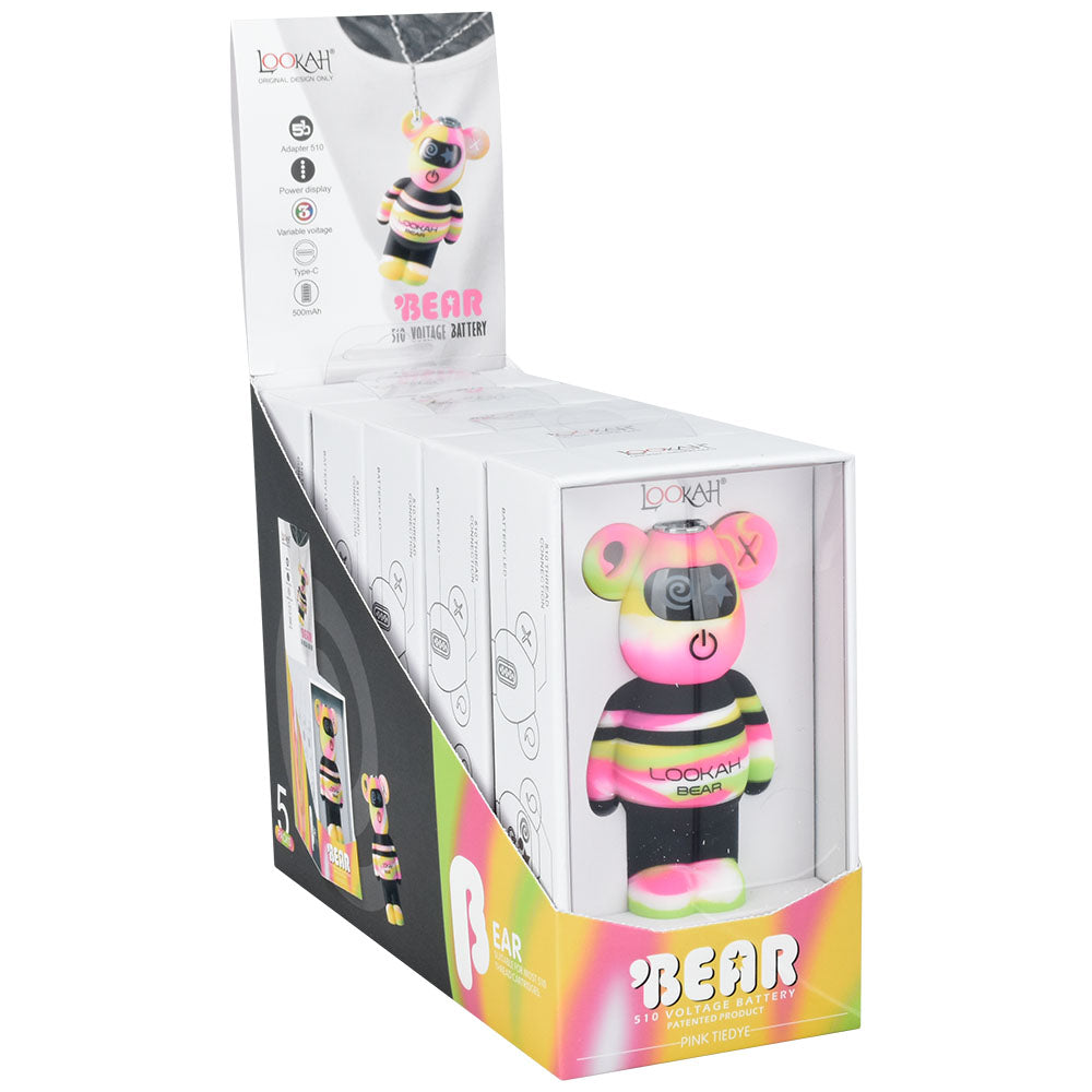 Lookah Tie Dye Bear Variable Voltage 510 Battery | 500mAh | 5pc Display 5 Color Options