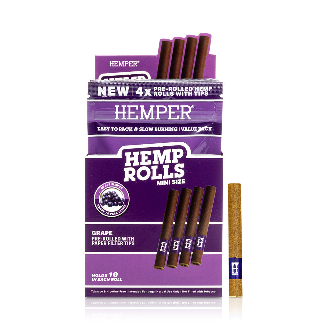 Pre-Rolled Mini Size Paper Tip Hemp Rolls | 4PK Multiple Flavors Available