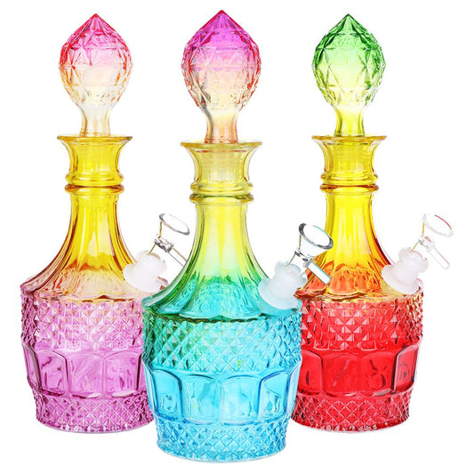 Vintage Decanter Ombre Glass Water Pipe - Liquor / 12" / 14mm F / Colors Vary