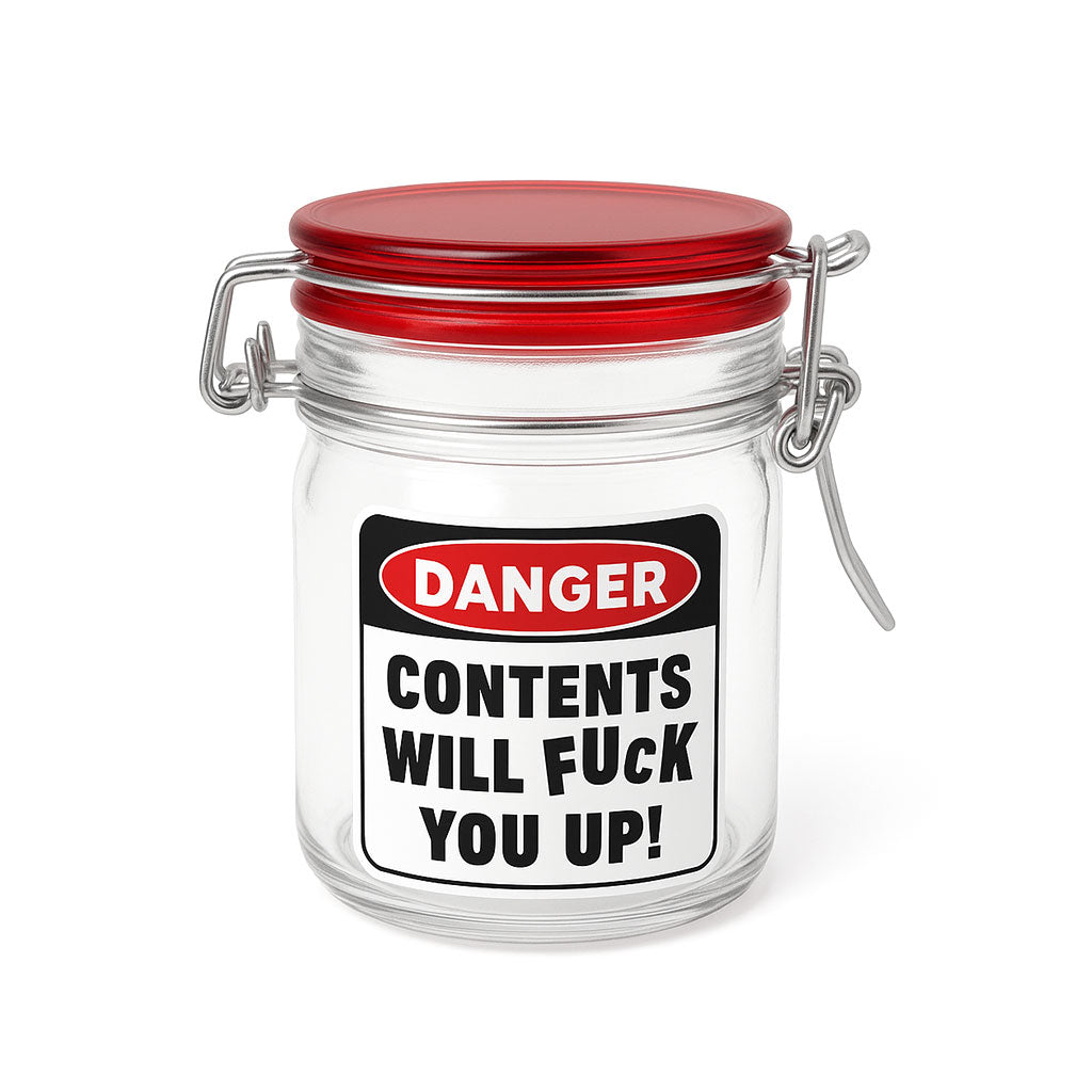 AIRTIGHT GLASS HERB JAR - CONTENTS WILL FUCK YOU UP! TWO SIZES AVAILABLE