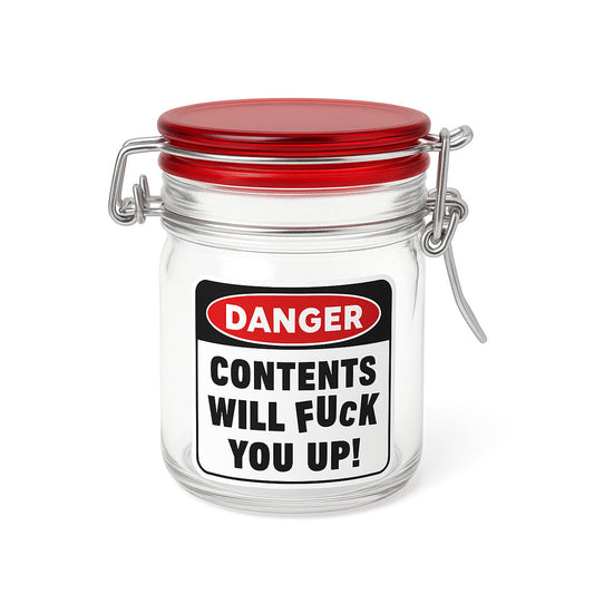 AIRTIGHT GLASS HERB JAR - CONTENTS WILL FUCK YOU UP! TWO SIZES AVAILABLE
