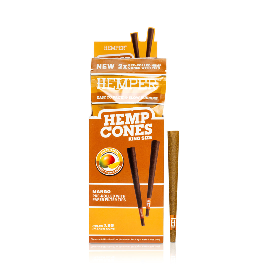 Pre-Rolled King Size Paper Tip Hemp Cones | 2PK Multiple Flavors Available
